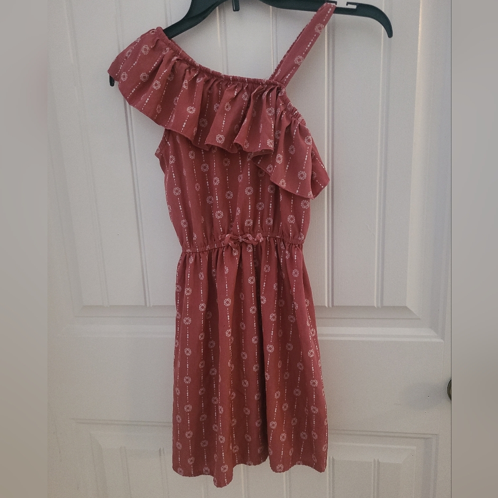 Girls' Ruffled One-Shoulder Dress - Pink